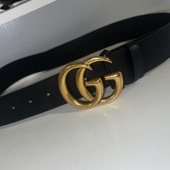 GG MARMONT genuine LEATHER BELT WITH SHINY BUCKLE - Picture 2 of 9